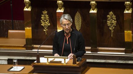 Elisabeth Borne à l'Assemblée nationale, en février 2022. (MAGALI COHEN / HANS LUCAS)