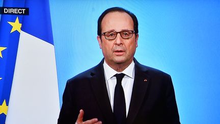 François Hollande lors de discours pour annoncer qu'il ne se représentera pas à l'éleciton présidentielle, le 1er décembre 2016. (OLIVIER MORIN / AFP)