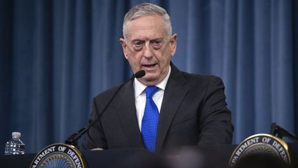 James Mattis, le ministre américain de la Défense, lors d'une conférence de presse au Pentagone, le 28 août 2018. (NICHOLAS KAMM / AFP)