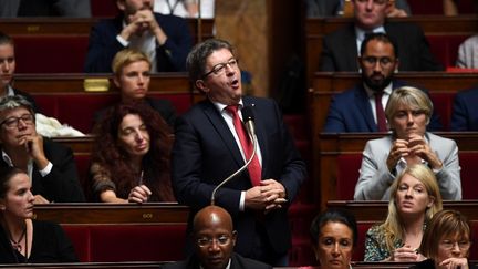 Un tract tiré à 500&nbsp;000 exemplaires va ainsi être distribué dès jeudi 5 octobre par le parti de Jean-Luc Mélenchon. (CHRISTOPHE ARCHAMBAULT / AFP)