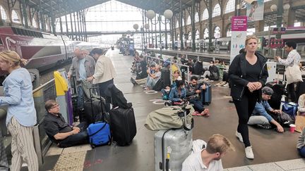 Des passagers bloqués en Gare du Nord ce dimanche 5 juin 2022. (THIBAULT DELMARLE / RADIO FRANCE)