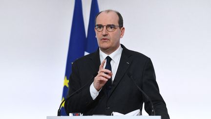 Le Premier ministre, Jean Castex, s'exprime en conférence de presse, le 4 mars 2021, à Paris. (ALAIN JOCARD / AFP)