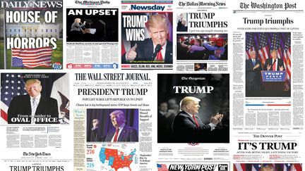 Les principales unes de la presse américaine après l'élection de Donald Trump à la Maison Blanche. (DR)