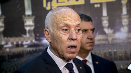 Le président tunisien Kais Saied, à Tunis, le 21 juin 2022. (YASSINE GAIDI / ANADOLU AGENCY / AFP)