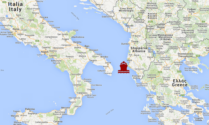 Un incendie s'est d&eacute;clar&eacute; &agrave; bord d'un ferry transportant 466 personnes, le 28 d&eacute;cembre 2014, au large de la Gr&egrave;ce. (GOOGLE MAPS / FRANCETV INFO)