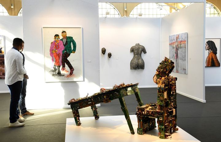 La Foire d'art conttemporain AKAA ("Also Known as Africa") au Carreau du Temple à Paris du 9 au 11 novembre 2019. (BERTRAND GUAY / AFP)