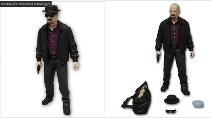 &nbsp; (Une des figurines Breaking Bad retirées de la vente. © Capture d'écran Mezcotoyz.com)