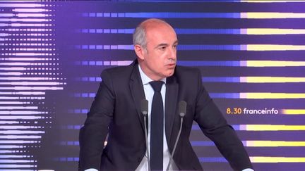 Olivier Marleix, président du groupe Les Républicains (LR) à l'Assemblée nationale était l'invité du "8h30 franceinfo", mardi 27 juin 2023. (FRANCEINFO / RADIO FRANCE)