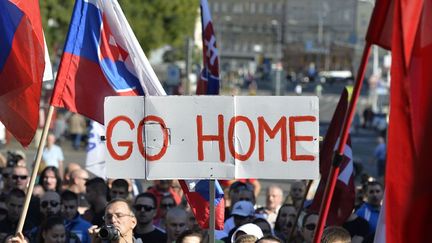 Manifestation anti-immigrés en Slovaquie, en août 2015. (SAMUEL KUBANI / AFP)