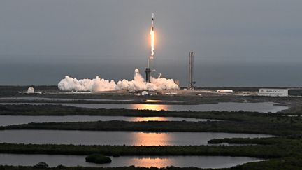 Une fusée de SpaceX décolle de Cap Canaveral en Floride (Etats-Unis), le 18 janvier 2024. (CHANDAN KHANNA / AFP)