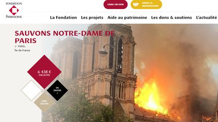 Capture d'écran de la page d'accueil du site de la Fondation du patrimoine, le 16 avril 2019. (FONDATION-PATRIMOINE.ORG)