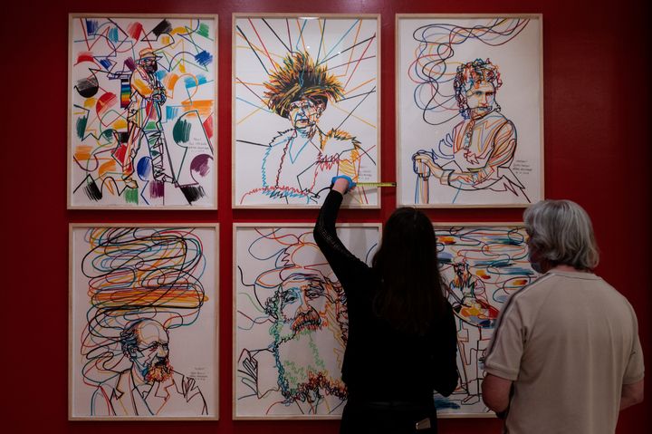 Tableaux de Gérard&nbsp;Fromanger au musée Marmottan Monet à Paris, en mai 2021.&nbsp; (MARTIN BUREAU / AFP)