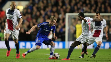 Andr&eacute;&nbsp;Sch&uuml;rrle a marqu&eacute; pour Chelsea en premi&egrave;re mi-temps, le 8 avril 2014, &agrave; Londres (Royaume-uni).&nbsp; (ADRIAN DENNIS / AFP)