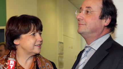 Martine Aubry et François Hollande en 2008 (PIERRE VERDY / AFP)