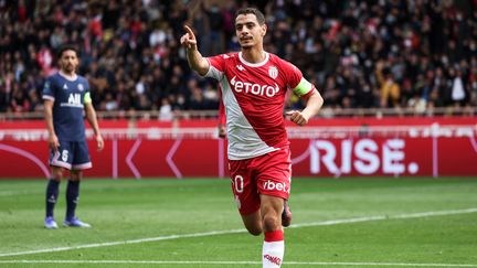 Wissam Ben Yedder lors du match de Ligue 1 entre Monaco et le PSG à Louis II, le 20 mars 2022. (VALERY HACHE / AFP)