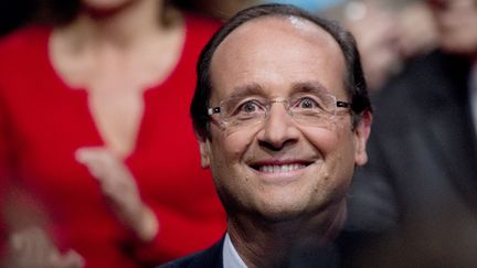 Le candidat socialiste &agrave; la pr&eacute;sidentielle 2012, Fran&ccedil;ois Hollande, lors de son investiture officielle le 22 octobre 2011 &agrave; Paris. (JOEL SAGET / AFP)