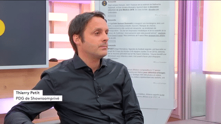 Le PDG de Showroomprivé, Thierry Petit, vient fêter sur le plateau de ":L’éco" mardi 11 octobre les 10 ans d’existence et de rentabilité de son site internet.