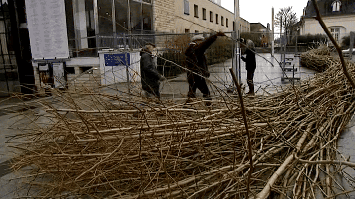 Bob Verschueren à la recherche de branches pour une installation.
 (Capture d&#039;écran France 3 Bourgogne )