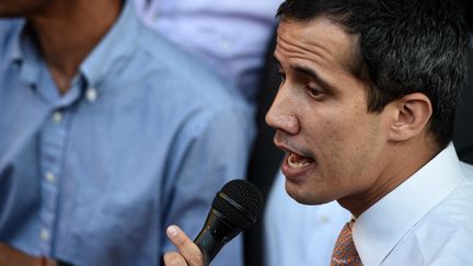 Le leader de l'opposition au venezuela Juan Guaido, le 1er avril 2019, à Caracas. (FEDERICO PARRA / AFP)