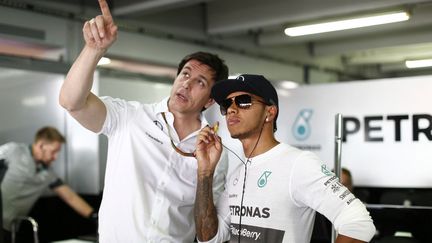 Le patron de Mercedes, Toto Wolff, a pris sous son aile le jeune Lewis Hamilton, ici âgé de 29 ans, au Grand Prix d'Allemagne 2014. (HOCH ZWEI / dpa Picture-Alliance via AFP)