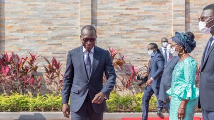 Patrice Talon, président de la République du Bénin, candidat à un second mandat pour les élections présidentielles du 11 avril 2021. Ici au siège de la présidence, le 1er août 2020, jour de l'indépendance du pays.
 (YANICK FOLLY / AFP)