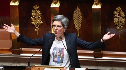 Sandrine Rousseau à l'Assemblée nationale le 3 août 2022.&nbsp; (ALAIN JOCARD / AFP)