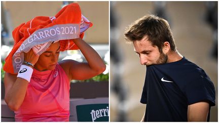 Caroline Garcia (gauche) et Corentin Moutet (droite) n'ont pas réussi à atteindre le 3e tour à Roland-Garros. (AFP)