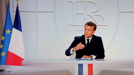 Emmanuel Macron à l'Élysée le 14 octobre. (LUDOVIC MARIN / AFP)