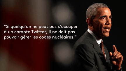 En novembre 2016, peu avant la fin de la campagne, Barack Obama a d'ailleurs raillé cette obsession de Twitter, lors d'un meeting de soutien à Hillary Clinton. (JONATHAN ERNST / REUTERS)