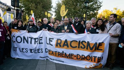 Une manifestation contre le racisme à Paris, le 13 novembre 2022. (MARTIN NODA / HANS LUCAS / AFP)