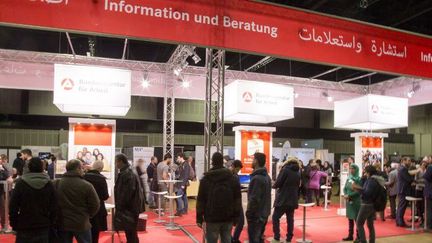 L'entrée du salon de l'emploi de Berlin réservé aux réfugiés. (Emmanuele Contini/Nur photo)