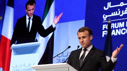 Emmanuel Macron le 9 novembre 2017 à Dubai, aux Émirats arabes unis.&nbsp; (REUTERS)