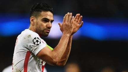 L'attaquant monégasque Radamel Falcao lors du 8e de finale de Ligue des champions opposant son équipe à Manchester City, le 21 février 2017. (LAURENCE GRIFFITHS / GETTY IMAGES EUROPE)