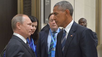 Vladimir Poutine et Barack Obama lors d'une rencontre, en Chine, le 5 septembre 2016. (ALEXEI DRUZHININ/AP/SIPA / AP)