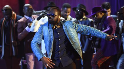 Maître Gims, le 12 février 2016, sur la scène des Victoires de la musique.&nbsp; (BERTRAND GUAY / AFP)