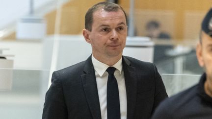 The Minister of Labor, Olivier Dussopt, during the opening of his trial in Paris, Monday November 27, 2023. (MAGALI COHEN / HANS LUCAS / AFP)