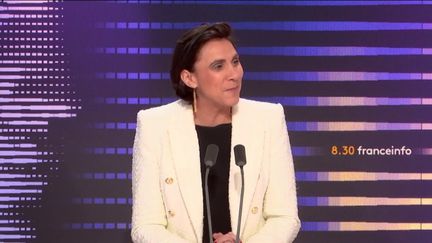 Laure Lavalette,&nbsp;porte-parole du groupe RN à l'Assemblée nationale, était l'invitée du "8h30&nbsp;franceinfo", mercredi 15 février 2023. (FRANCEINFO / RADIOFRANCE)