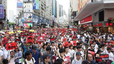 Plusieurs centaines de milliers de manifestants ont défilé dans les rues, dimanche 10 juin, pour protester contre un projet de loi autorisant les extraditions vers la Chine. (CHAN LONG HEI / SOPA IMAGES / SIPA)