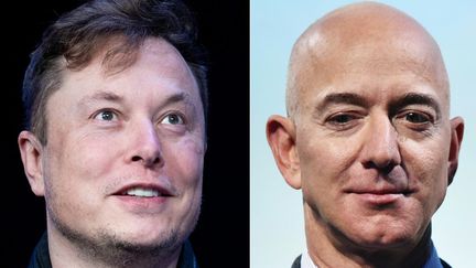 Elon Musk (à gauche) et&nbsp;Jeff Besos, les milliardaires américains. (AFP)