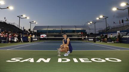 La Polonaise Iga Swiatek a remporté le tournoi de San Diego (Californie) contre la Croate&nbsp;Donna Vekic, le 16 octobre 2022. (MICHAEL OWENS / AFP)