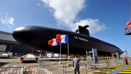 Le sous-marin nucléaire "Le Terrible", lors de son inauguration, le 21 mars 2008, à Cherbourg (Manche). (MYCHELE DANIAU / AFP)