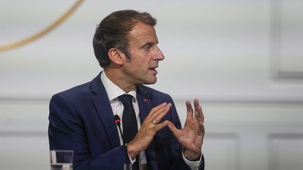 Emmanuel Macron, le 4 octobre lors du One Planet Summit à l'Elysée. (Photo illustration) (MICHEL EULER / POOL / AP POOL)