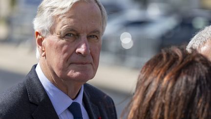 Michel Barnier, en déplacement dans le département de la Savoie, le 12 septembre 2024. (BERTRAND RIOTORD / MAXPPP)