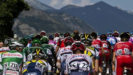 Le peloton pendant les 168 km de la 16e &eacute;tape du Tour de France, entre Vaison-la-Romaine (Vaucluse) et Gap (Hautes-Alpes), &nbsp;le 16 juillet 2013.&nbsp; (JOEL SAGET / AFP)