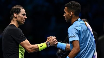 Rafael Nadal s'est incliné contre Félix Auger-Aliassime, mardi 15 novembre, au Masters à Turin. (MARCO BERTORELLO / AFP)