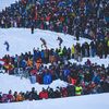 Epreuve de poursuite hommes lors de la Coupe du monde de biathlon, le 18 décembre 2021, au Grand-Bornand (Haute-Savoie). (OLIVIER CHASSIGNOLE / AFP)