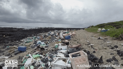 Une plage d'Hawaï, île de l'océan Pacifique, est jonchée de déchets. (CASH INVESTIGATION / FRANCE 2)