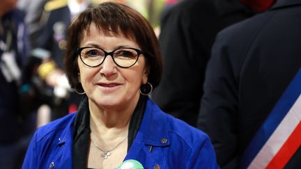 Christiane Lambert, présidente de la FNSEA, lors de l'inauguration de la 57e édition du Salon de l'agriculture, le 22 février 2020. (LUDOVIC MARIN / AFP)