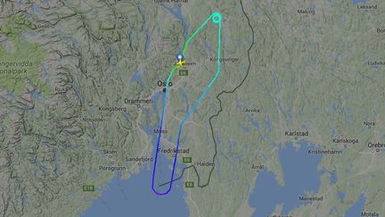 Le trajet de l'avion, qui est revenu à son point de départ, Oslo,&nbsp;sur le site Flightradar. (FLIGHTRADAR24.COM)