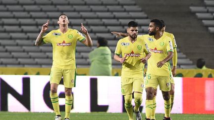 Le joueur de Nantes Emiliano Sala (à gauche) a porté les Canaris (JEAN-SEBASTIEN EVRARD / AFP)